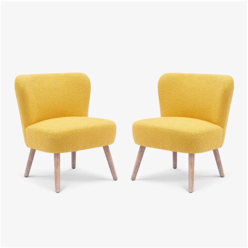 WestinTrends 25 Wide Upholstered Boucle Accent Chairs Set of 2 Mustard 1 Set Fry s Food Stores