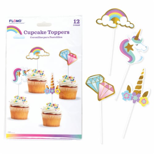 FLOMO Unicorn Cupcake Toppers Perspective: front