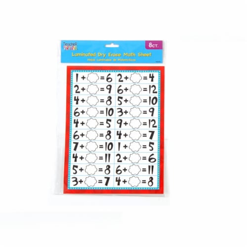 FLOMO Laminated White Dry Erase Math Sheets Perspective: front