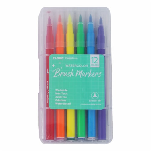 FLOMO® Brush Tip Water Color Markers in Reusable Case Perspective: front