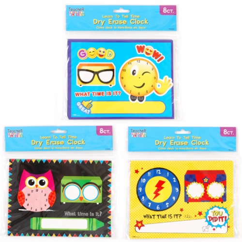 FLOMO Teacher Building Blocks® Dry Erase Clock Perspective: front