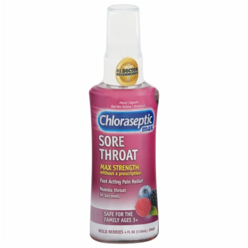 Chloraseptic® Wild Berries Flavor Max Strength Sore Throat Spray Perspective: front