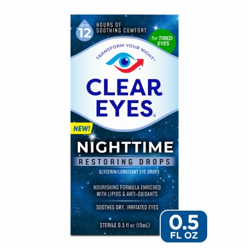 Clear Eyes Lubricant Nighttime Restoring Drops Eye Drops Perspective: front