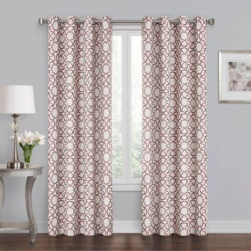 Quinn Geo 95-Inch Grommet 100% Blackout Window Curtain Panel in Red