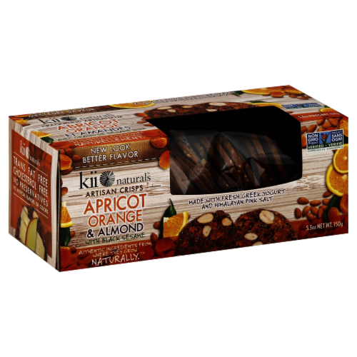 Kii Naturals Artisan Crisps Apricot Orange & Almond with Black Sesame Perspective: front