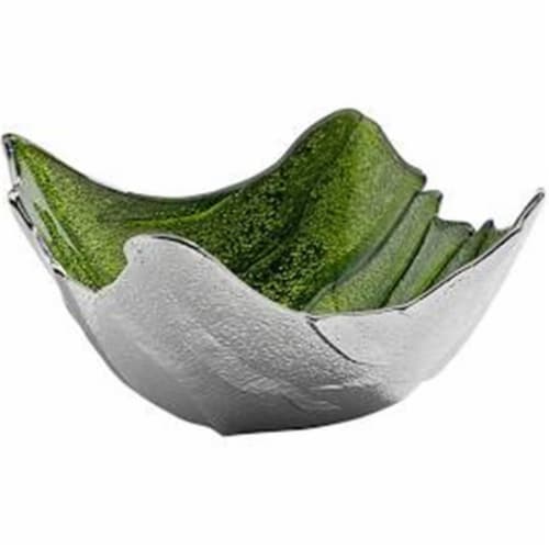 Godinger 44479 Green & Silver Square Bowl Perspective: front