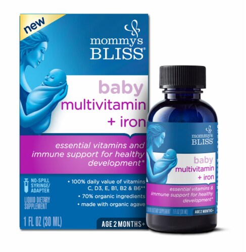 Mommy’s Bliss Baby Multivitamin + Iron Drops Perspective: front