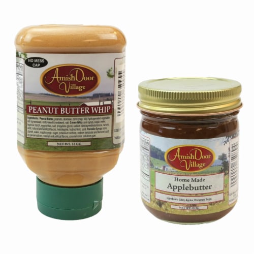 Amish Door Village Homemade Applebutter and Peanut Butter Whip Traditional Spread Bundle Perspective: front