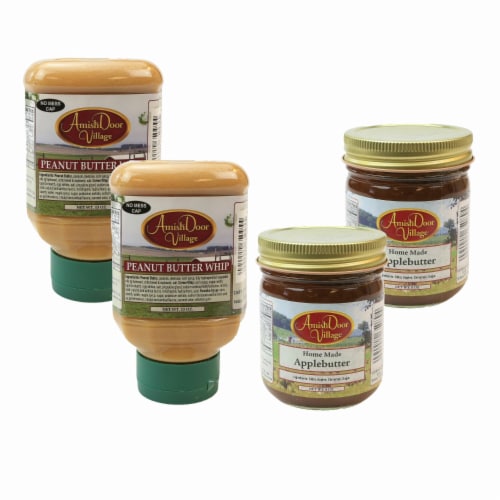 Amish Door Village Homemade Applebutter and Peanut Butter Whip Traditional Spread Bundle Perspective: front