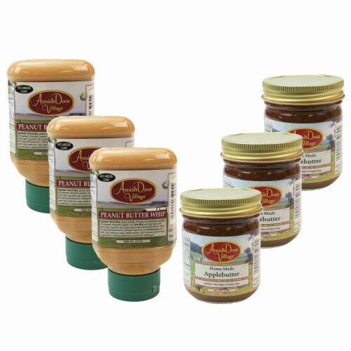Amish Door Village Homemade Applebutter and Peanut Butter Whip Traditional Spread Bundle Perspective: front