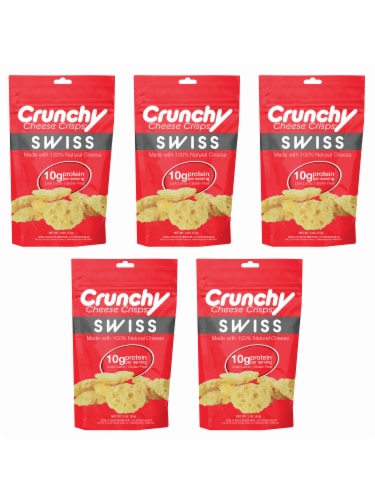 Swiss Crunchy Cheese Crisps, Made with 100% All Natural Cheese, Keto Friendly, Gluten Free. Perspective: front