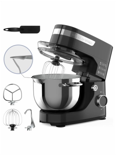Whall Kinfai Electric Kitchen Stand Mixer Machine with 4.5 Quart Bowl, Black Perspective: front