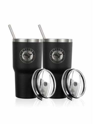 Cyetus Set of Two Black Tumbler Cups Perspective: front