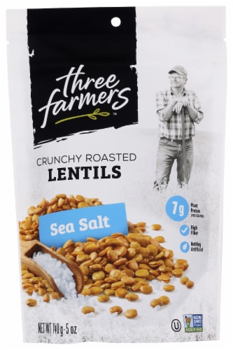 Three Farmers Sea Salt Crunchy Roasted Lentils Perspective: front