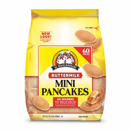 De Wafelbakkers Frozen Buttermilk Mini Pancakes, 60 Count Pack Perspective: front