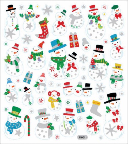 Sticker King Stickers-Glitter Snowmen Perspective: front