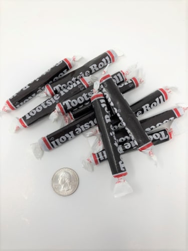 Tootsie Rolls Long Twist Chocolate 2 pound tootsie roll wrapped bulk candy Perspective: front