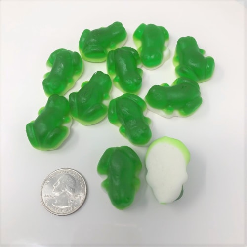 Beulahs Candy Chewy Gummi Frogs Bulk Candy Green & White, 2 pound