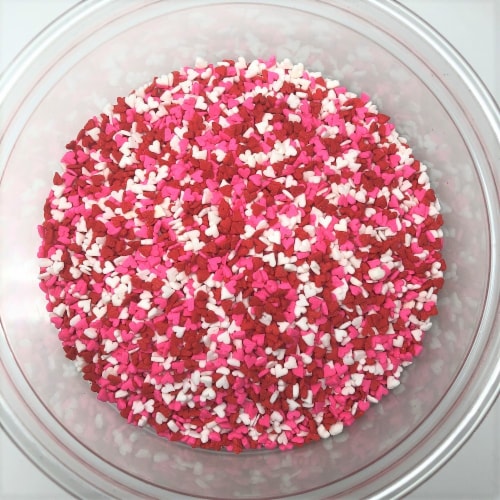 Valentine Hearts Mini Shapes Red White Pink Bakery Topping Sprinkles 5 pounds Perspective: front