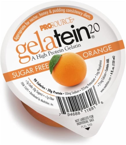 Prosource Gelatein 20 Orange Protein 4 Oz Cup, 18-Month Shelf Life, 88 Cal - Case Of 36 Perspective: front