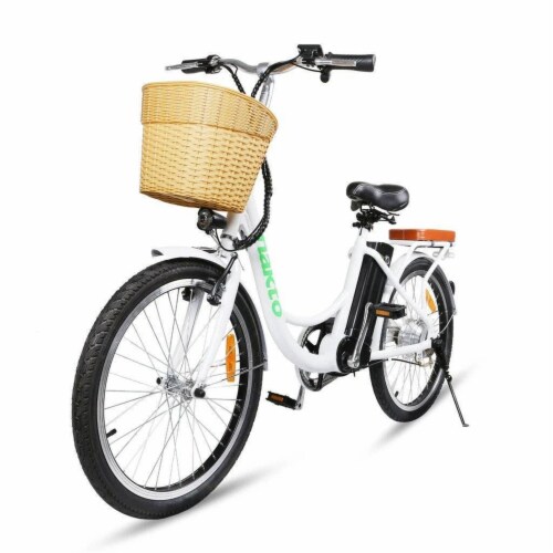 NAKTO 22 Inch 36v Elegance Cruiser Electric Bike with Basket LCD Screen White 1 Piece Mariano s