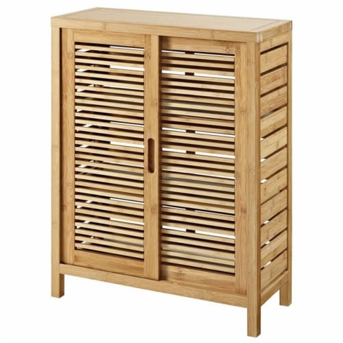 Pemberly Row 2 Door Linen Cabinet in Natural Perspective: front