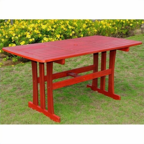 Pemberly Row 59  Patio Dining Table in Barn Red Perspective: front