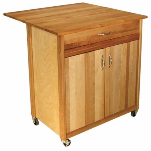 Wood Small Butcher Block Kitchen Cart In Natural Brown - Pemberly