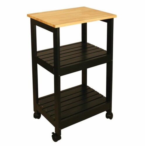 Wood Utility Kitchen Cart in Black - Pemberly Row Perspective: front