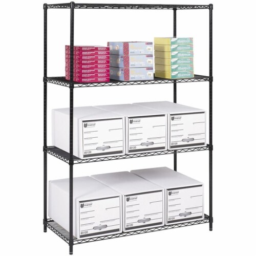 Pemberly Row 48 x24  Industrial Wire Shelving in Black Perspective: front