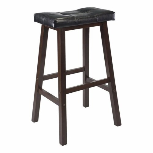 Pemberly Row 29 Cushion Saddle Stool in Antique Walnut, 1 - Kroger