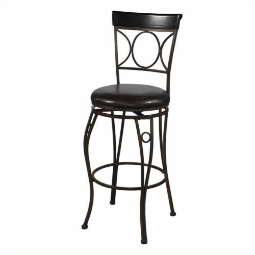Pemberly Row 30  Faux Leather Elegant Bar Stool in Brown Perspective: front