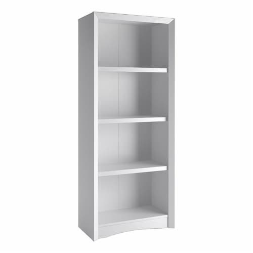 Atlin Designs 59 Tall 4 Shelf Bookcase in White Faux Woodgrain Perspective: front