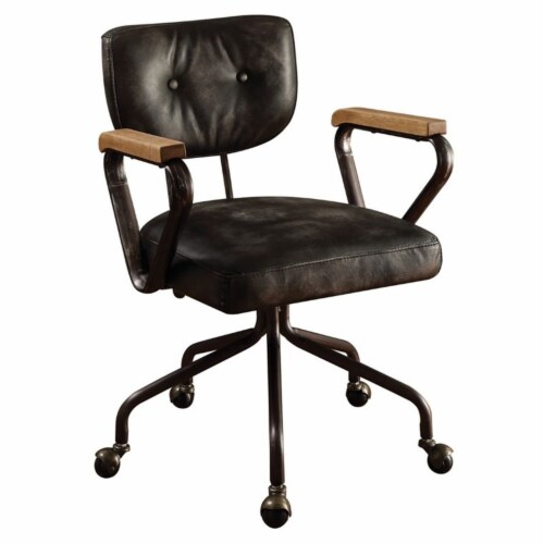 Bowery Hill Leather Swivel Office Chair in Vintage Black, 1 - Kroger