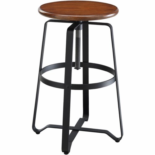 Carolina Classics Jamison Adjustable Bar Stool in Brown and Black Perspective: front