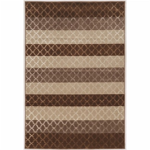 Riverbay Furniture 5' x 7'6  Stripes Rug in Beige and Brown Perspective: front