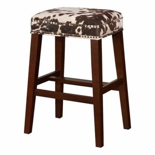 Riverbay Furniture 31 Cow Print Bar Stool in Brown Perspective: front