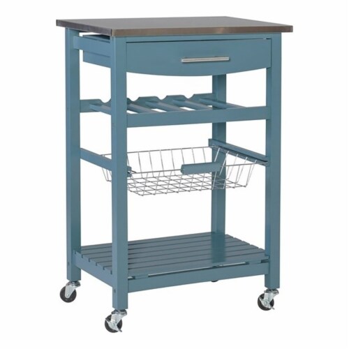Riverbay Furniture Kitchen Cart in Blue Perspective: front