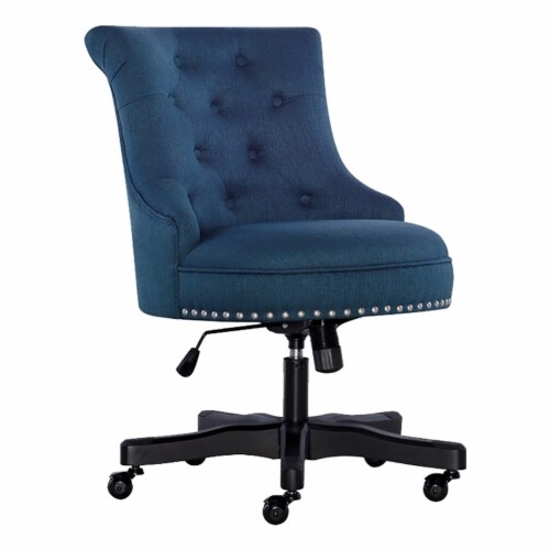 Riverbay Furniture Transitional Fabric Wood Office Chair in Blue