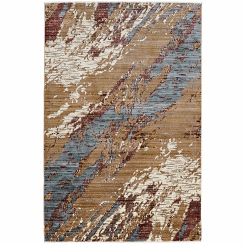 Riverbay Furniture 5' x 8' Area Rug in Marble Blue Perspective: front