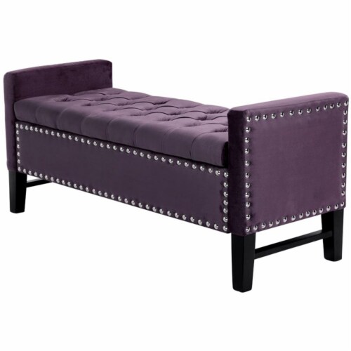 Brika Home Velvet Tufted Storage Bench in Purple 1 City Market