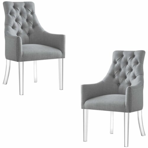 Brika Home Dining Chair in Light Gray (Set of 2) Perspective: front