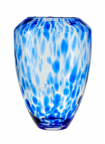 Blue Rose Polish Pottery Cobalt Confetti Large Glass Vase Perspective: front