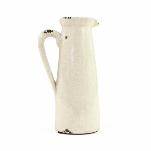 Zentique  Distressed Crackle White Ceramic Pitcher - Small Perspective: front
