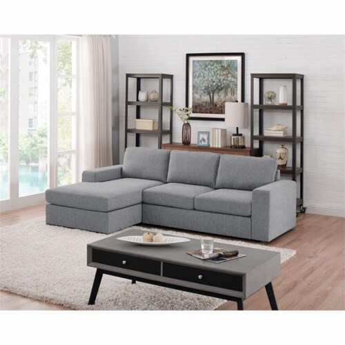 Gray Linen Reversible Sectional Sofa