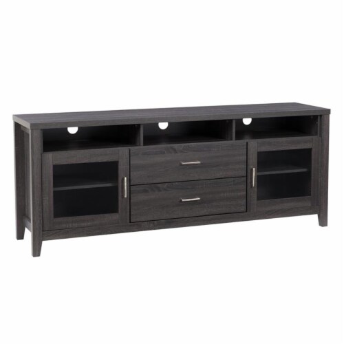 Atlin Designs 80  TV Cabinet with Drawers in Gray Perspective: front