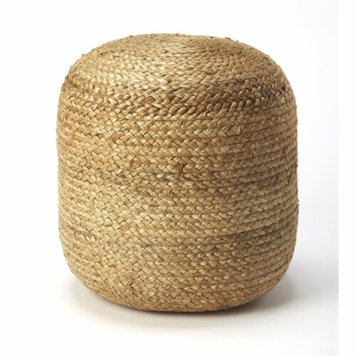 Beaumont Lane Comfort Seating Jute Pouffe in Brown Perspective: front