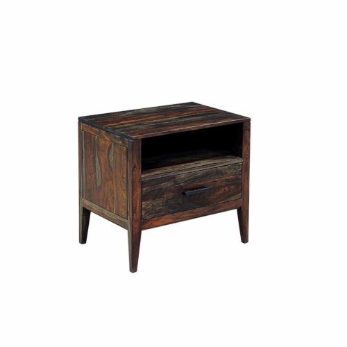 Hawthorne Collections Fall River Solid Sheesham Wood Nightstand - Brown Perspective: front