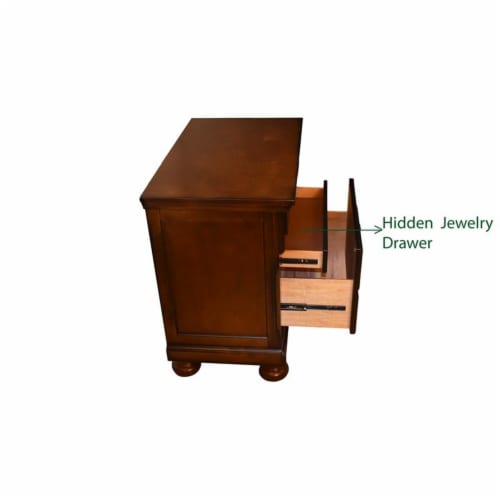 Galaxy Home Baltimore Wood Nightstand with Hidden Jewelry Drawer in Dark Walnut Perspective: front