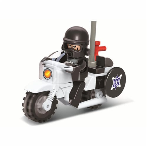 Riot Police Motorcycle Building Brick Kit (24 pcs) Perspective: front